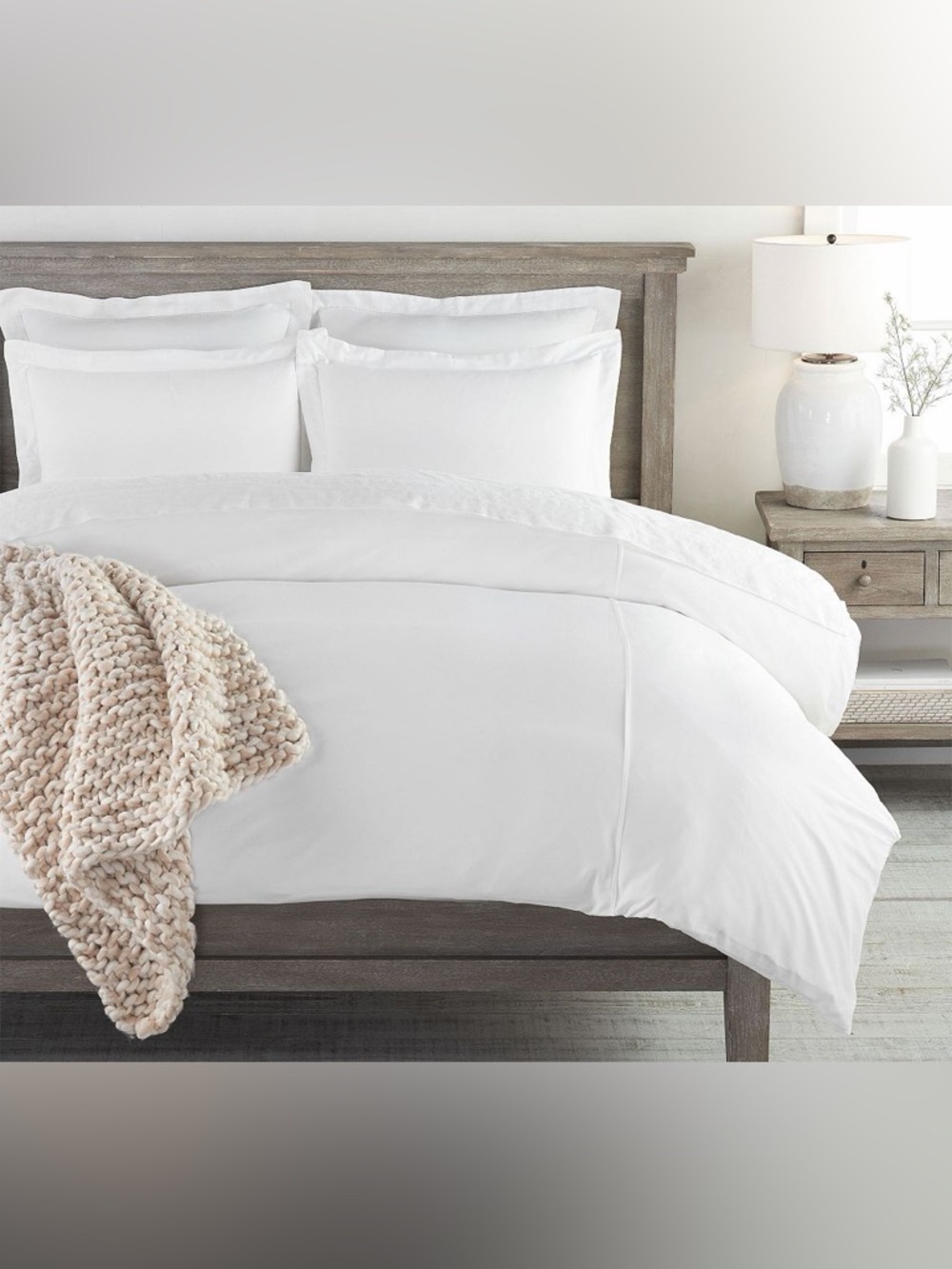 Pottery Barn Essential Sateen White Duvet Cover, King/Cal King